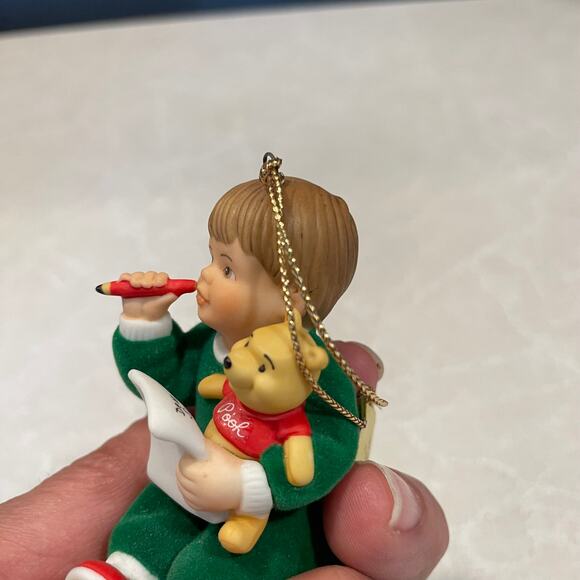 Ahston Drake Ornament A Letter to Santa boy with pooh felt and ceramic - Picture 6 of 13